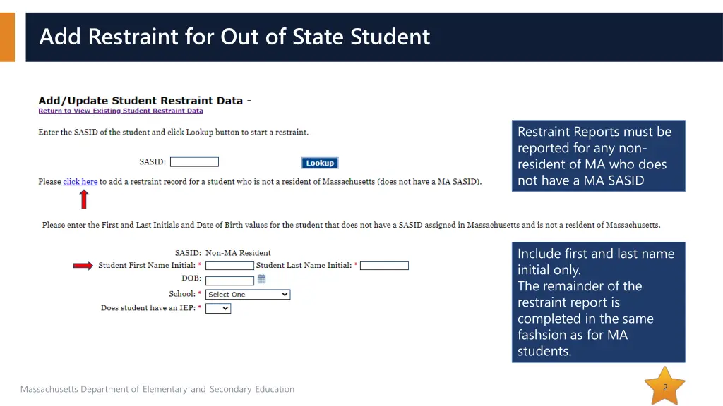 add restraint for out of state student