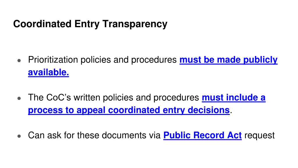 coordinated entry transparency