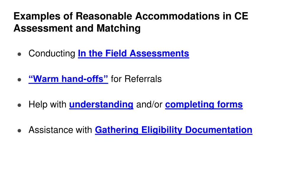 examples of reasonable accommodations