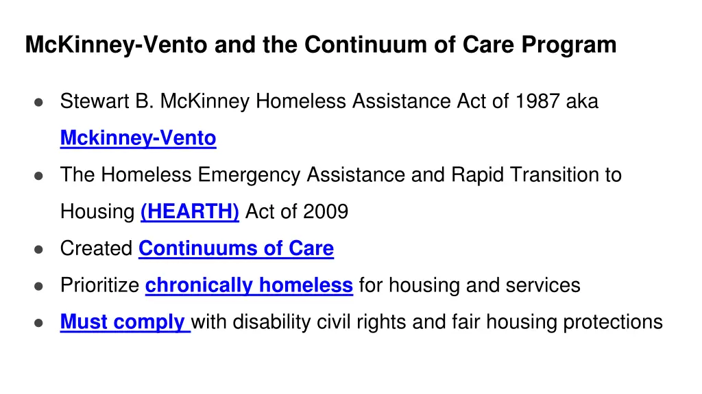 mckinney vento and the continuum of care program