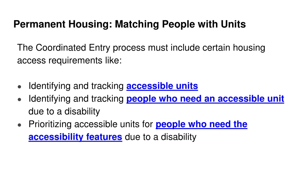 permanent housing matching people with units