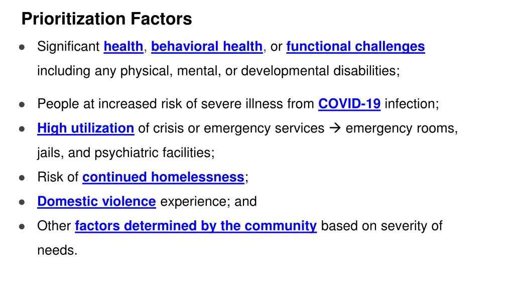 prioritization factors