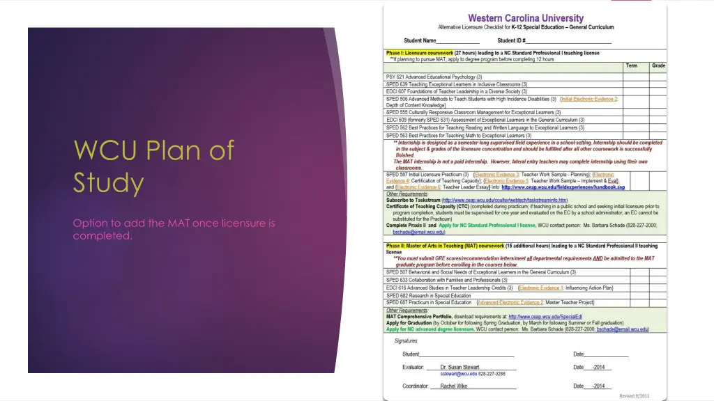 wcu plan of study