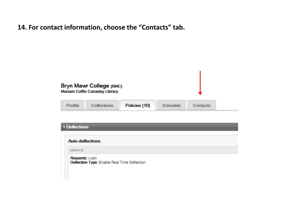 14 for contact information choose the contacts tab