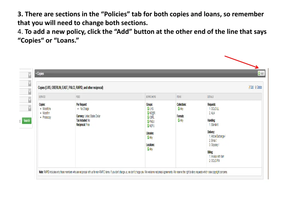 3 there are sections in the policies tab for both