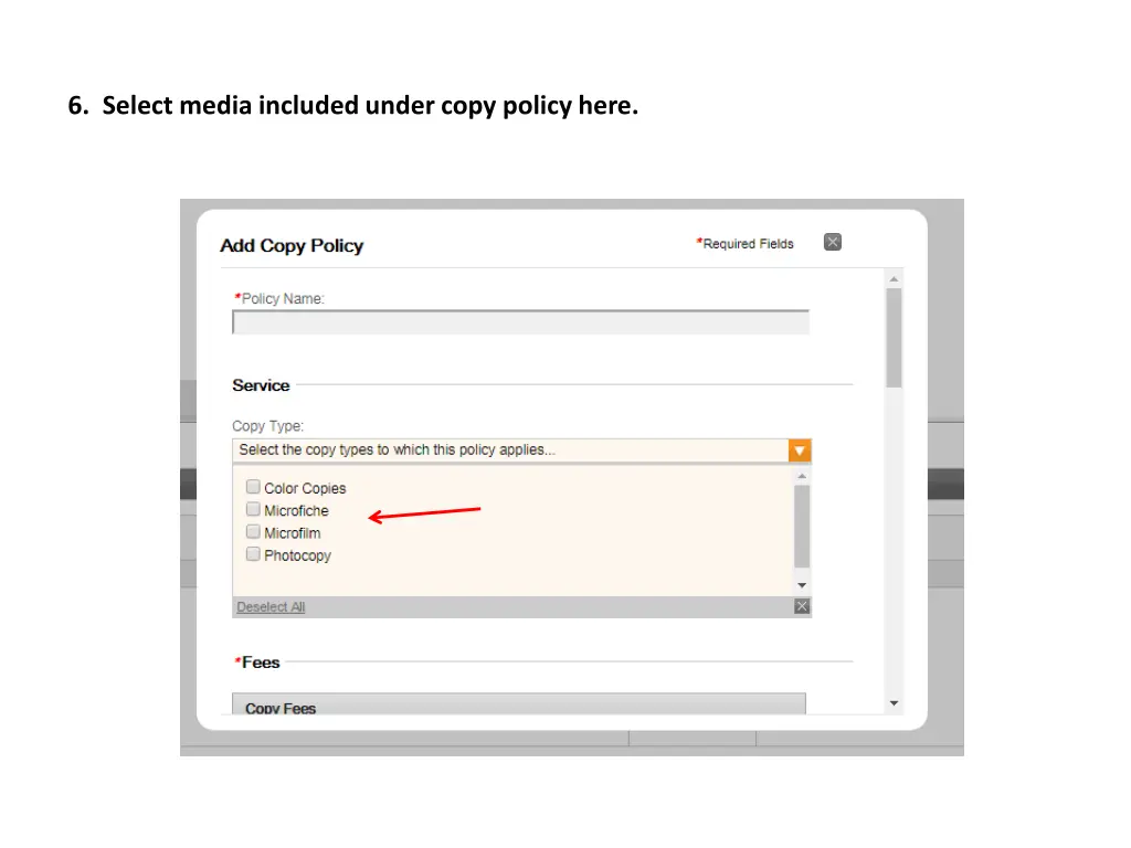 6 select media included under copy policy here