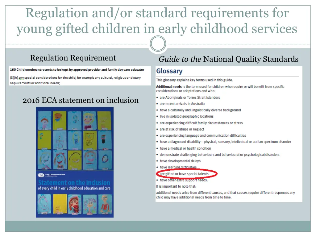 regulation and or standard requirements for young