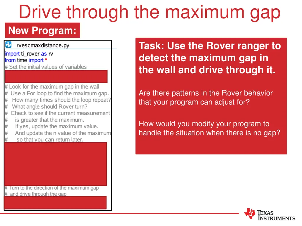 drive through the maximum gap new program