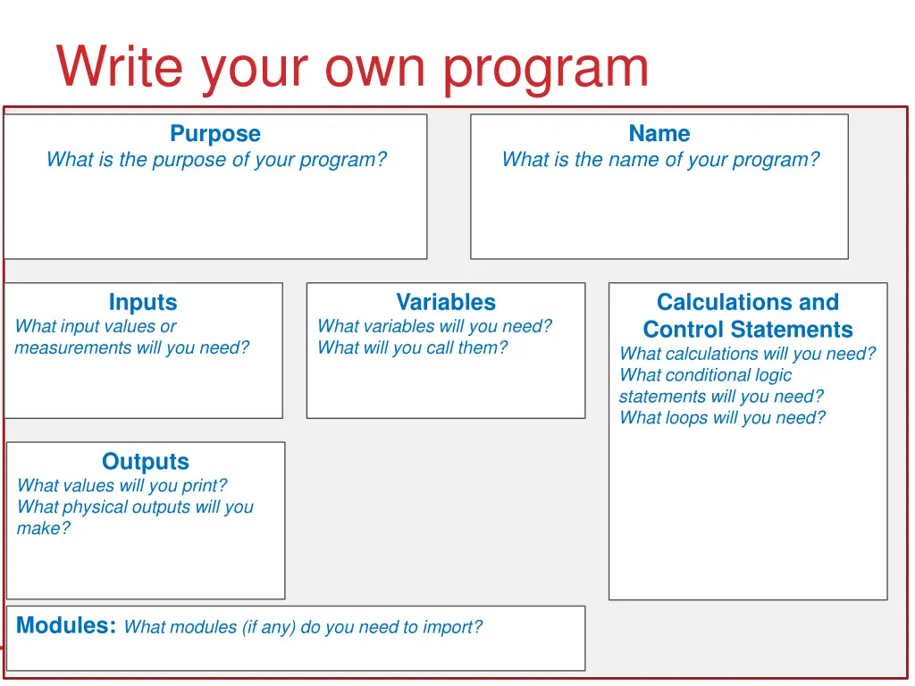 write your own program