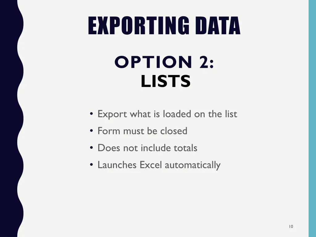 exporting data 1