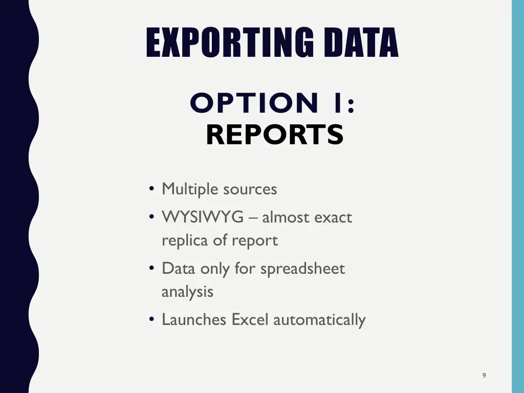 exporting data