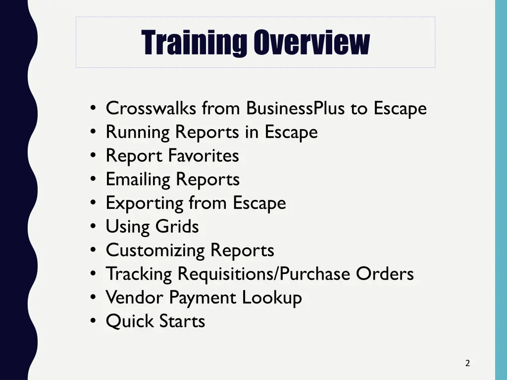 training overview