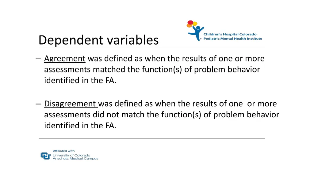 dependent variables