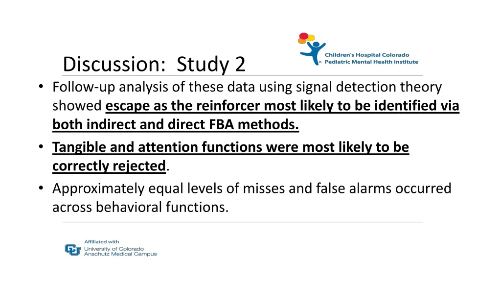 discussion study 2 follow up analysis of these