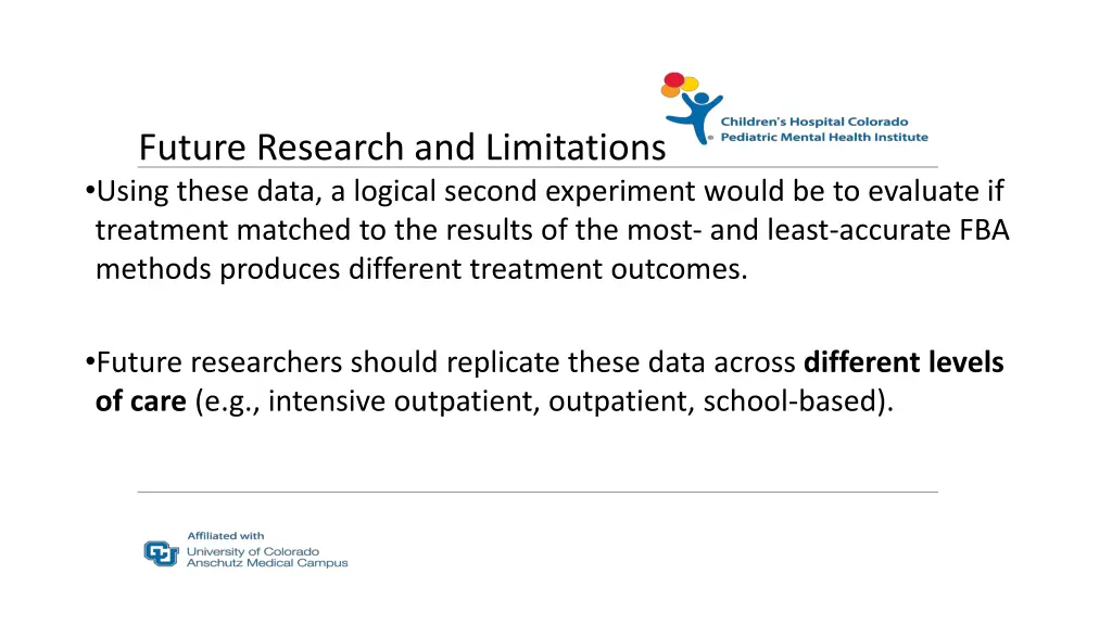 future research and limitations using these data