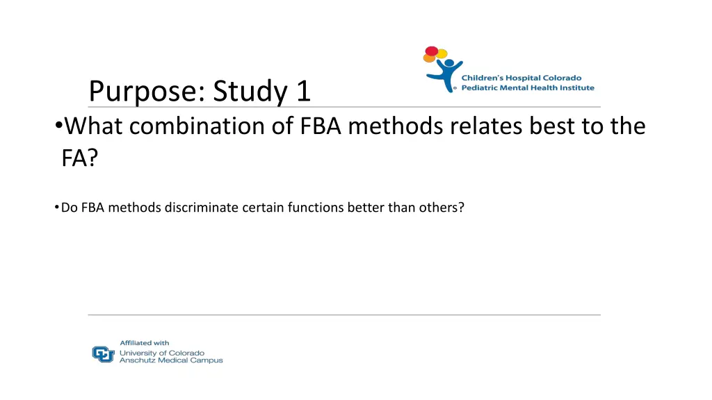 purpose study 1 what combination of fba methods