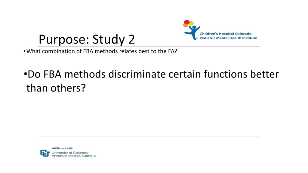 purpose study 2 what combination of fba methods