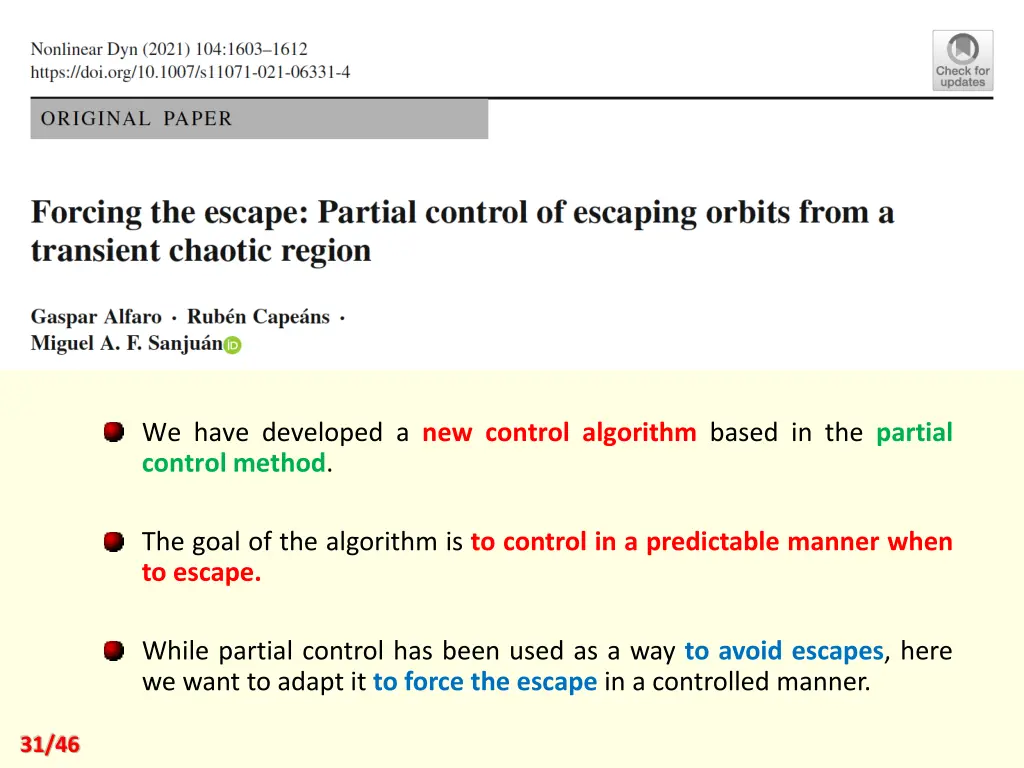 we have developed a new control algorithm based