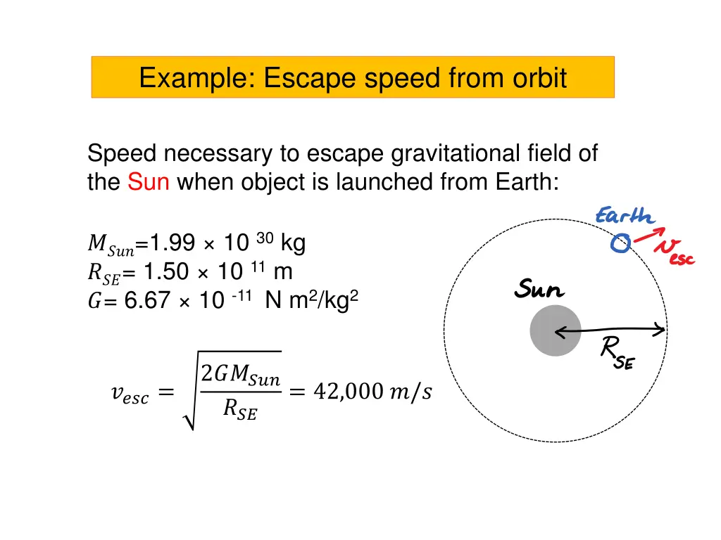 example escape speed from orbit