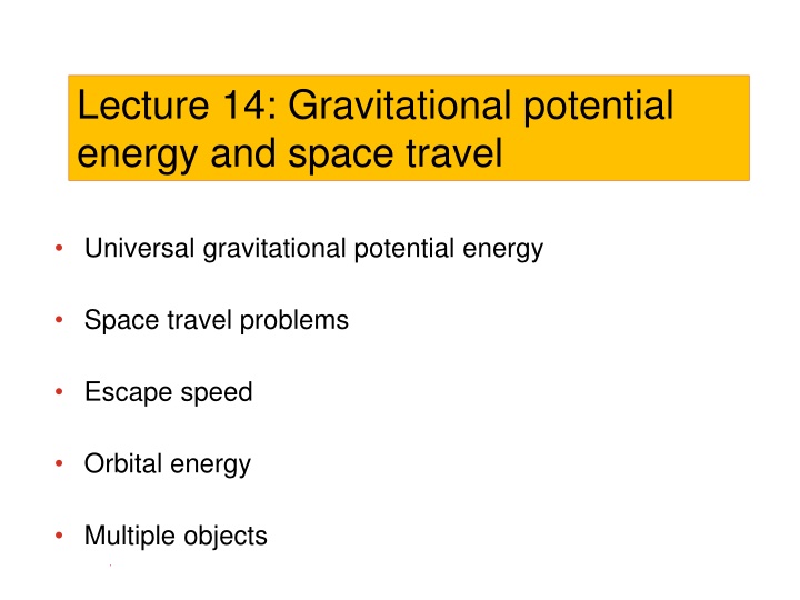 lecture 14 gravitational potential energy