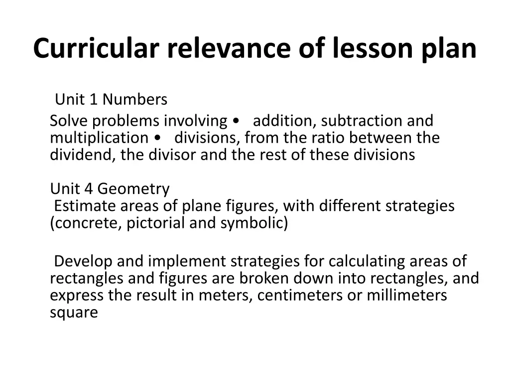 curricular relevance of lesson plan