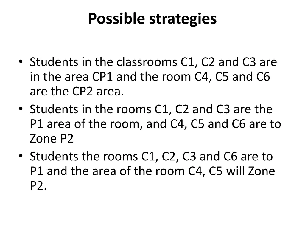 possible strategies