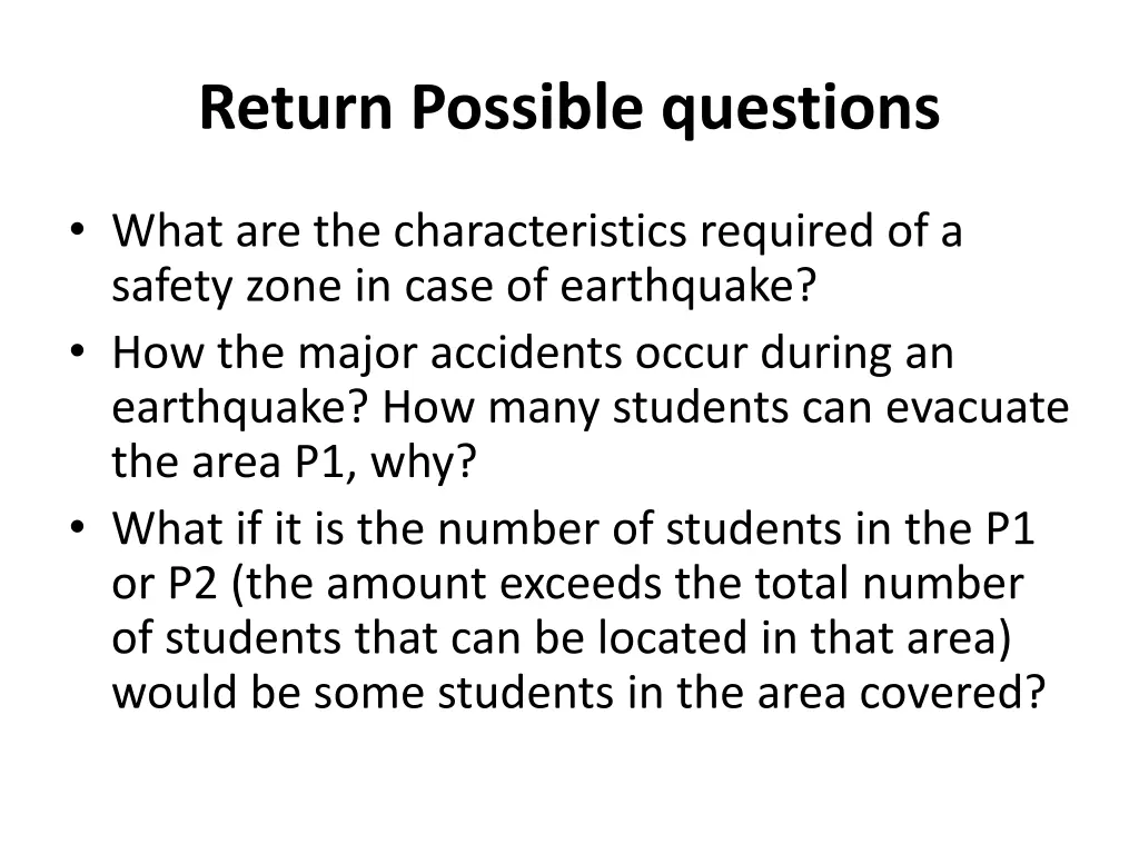 return possible questions