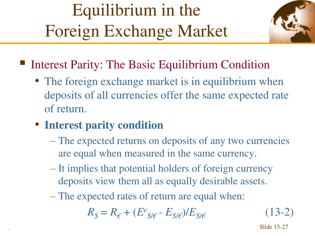 equilibrium in the foreign exchange market