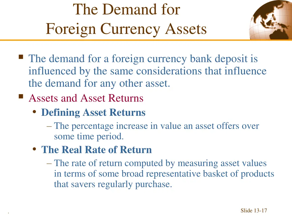 the demand for foreign currency assets