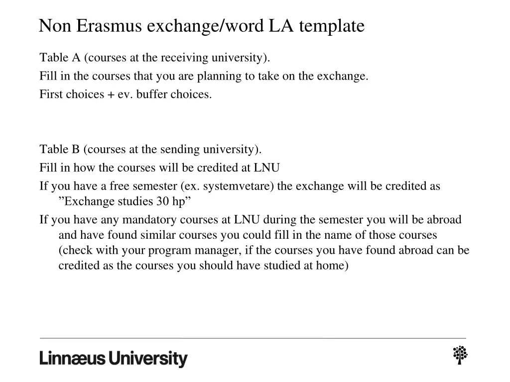 non erasmus exchange word la template