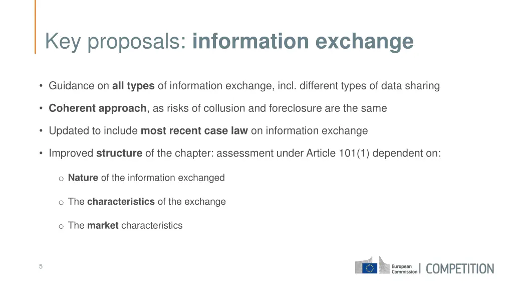 key proposals information exchange