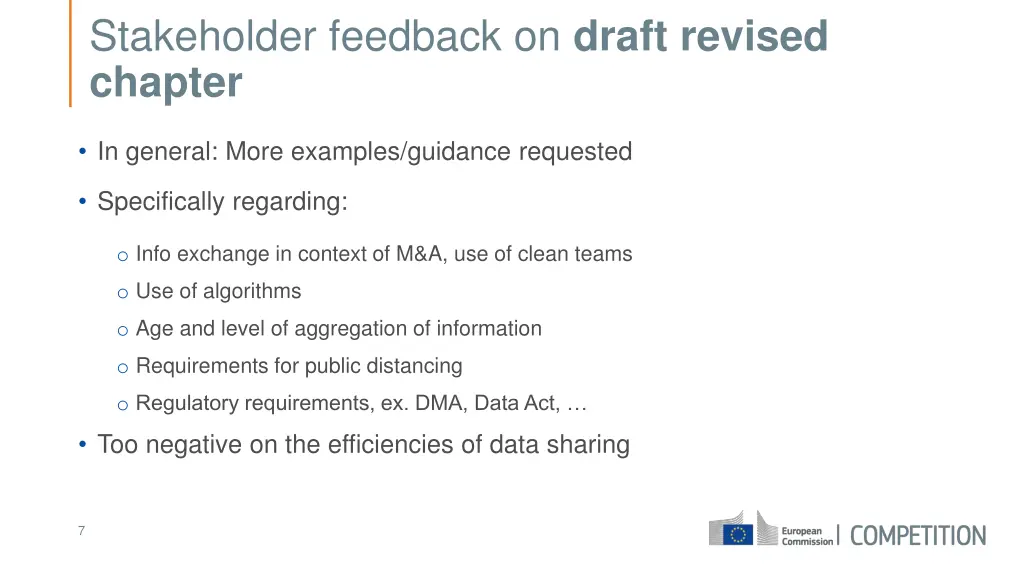 stakeholder feedback on draft revised chapter