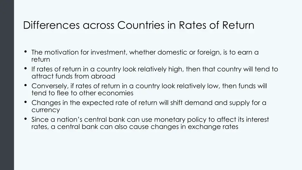 differences across countries in rates of return