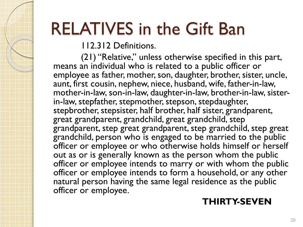 relatives in the gift ban 112 312 definitions