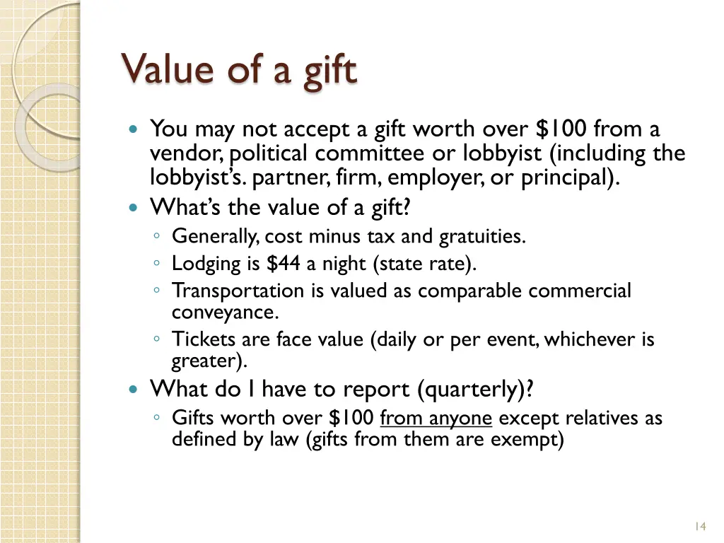 value of a gift