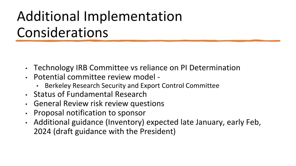 additional implementation considerations