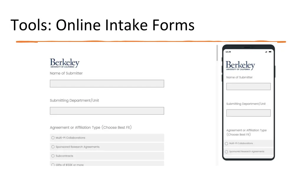 tools online intake forms