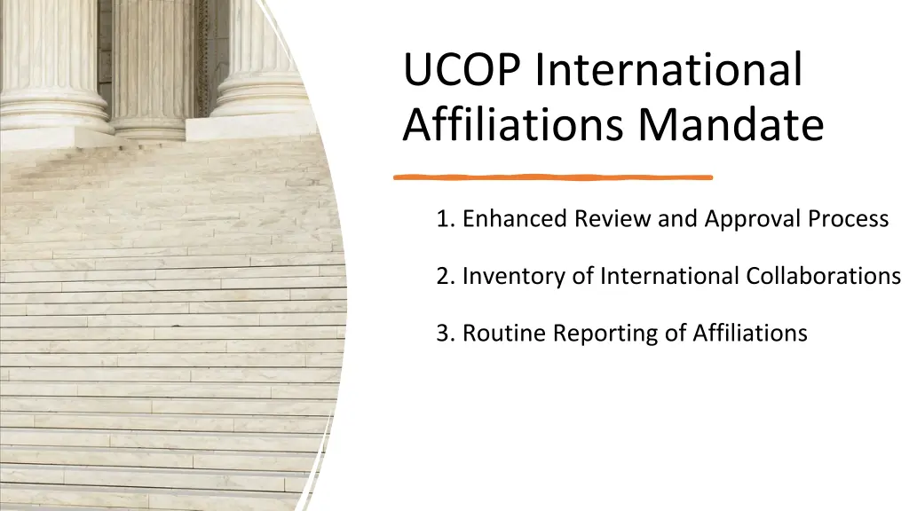 ucop international affiliations mandate