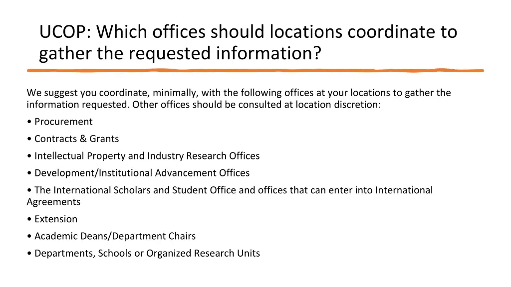 ucop which offices should locations coordinate