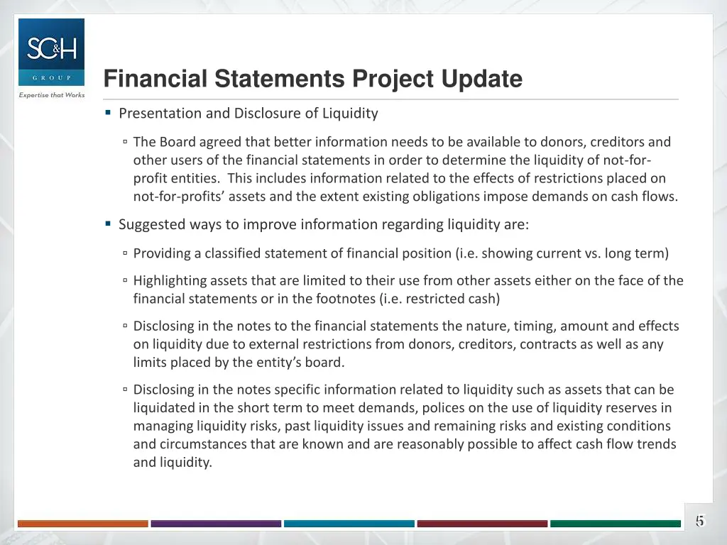 financial statements project update 1