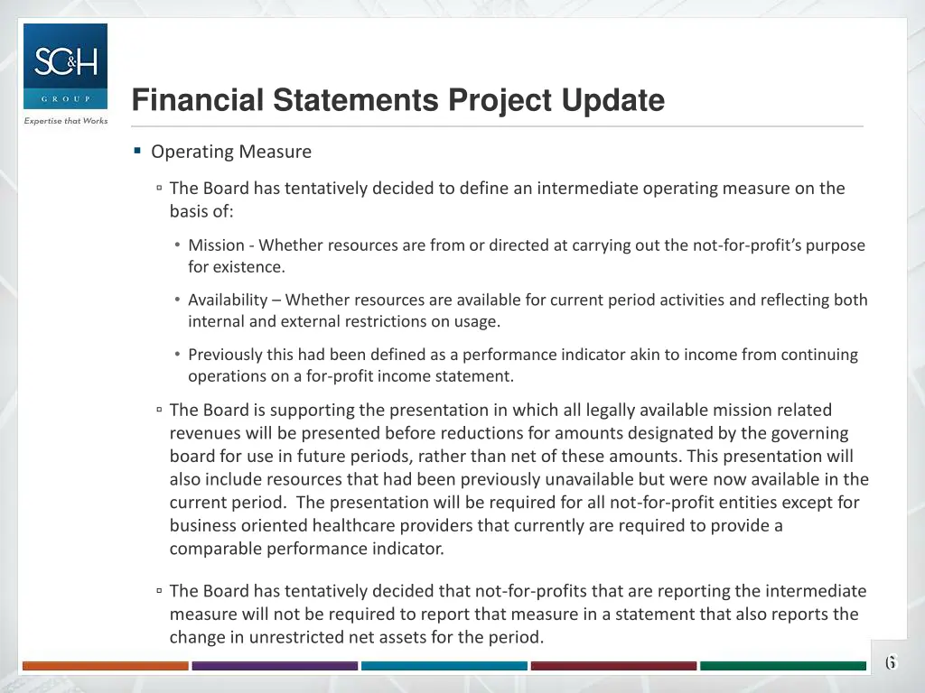 financial statements project update 2