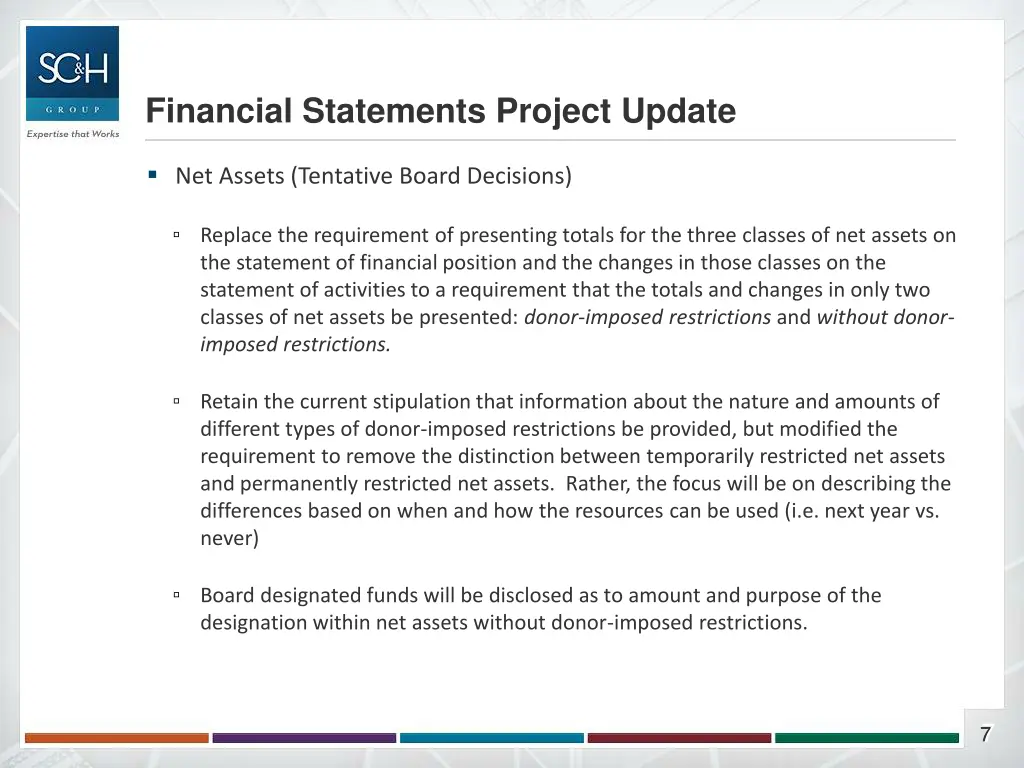 financial statements project update 3