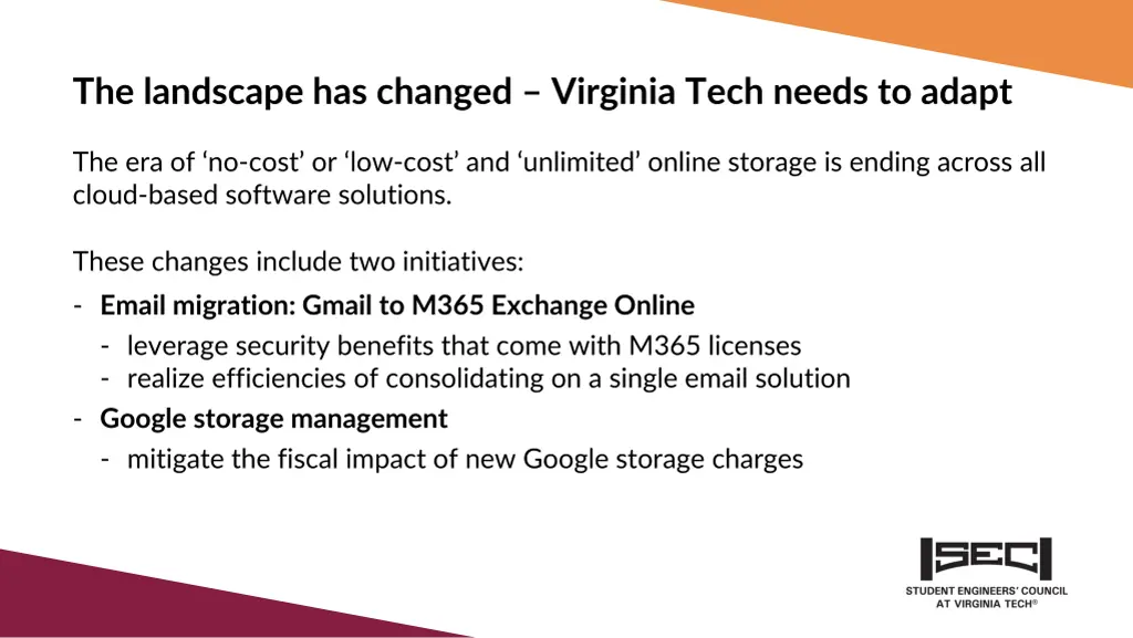 the landscape has changed virginia tech needs