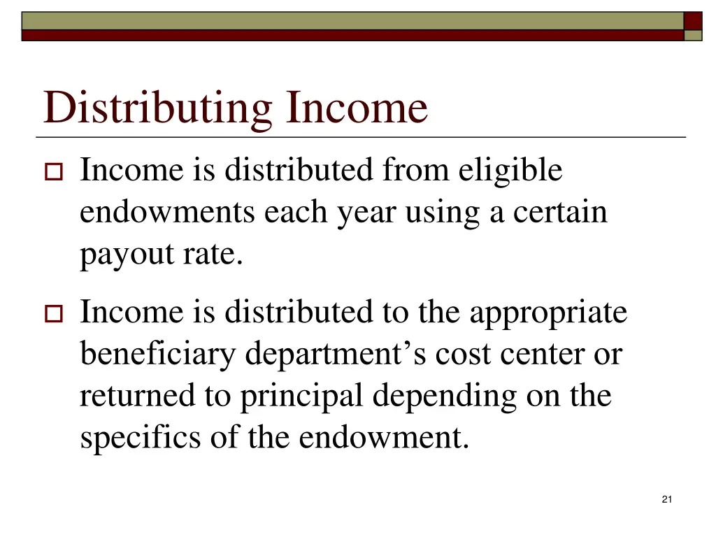 distributing income