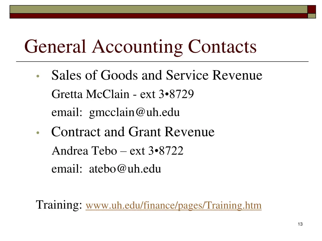 general accounting contacts