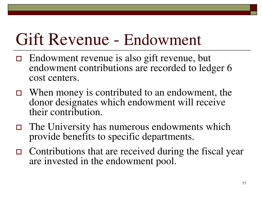 gift revenue endowment endowment revenue is also