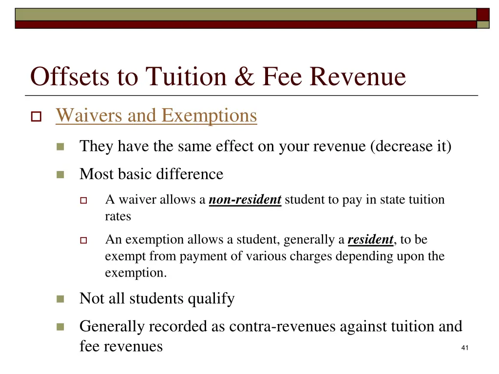 offsets to tuition fee revenue