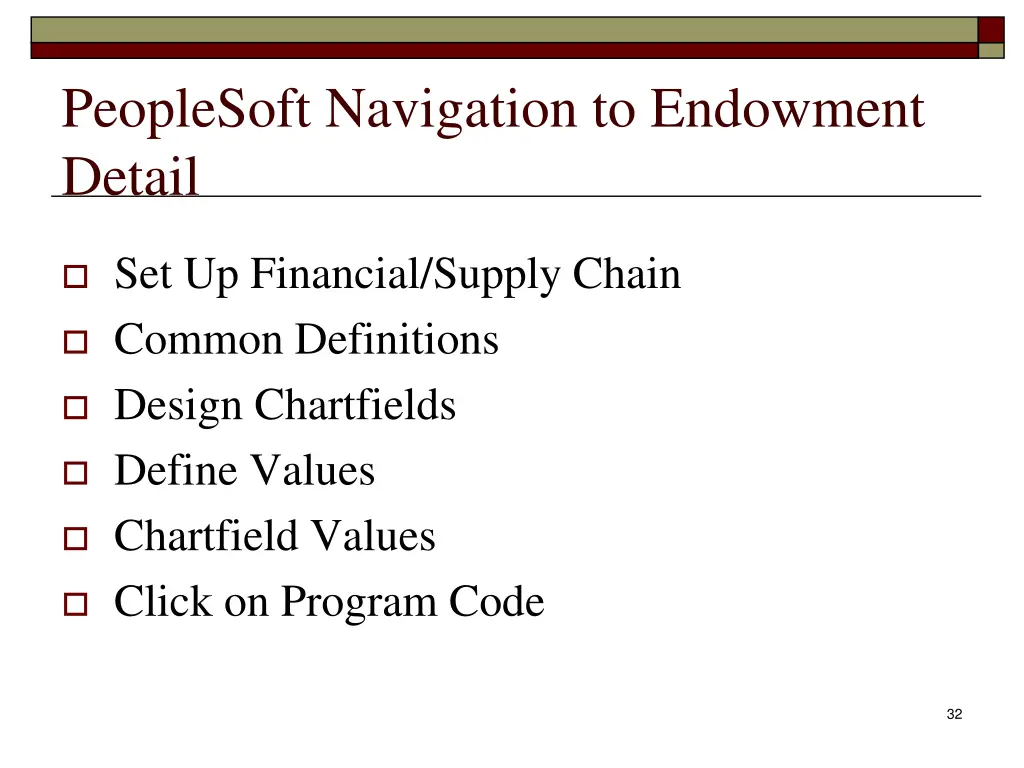 peoplesoft navigation to endowment detail