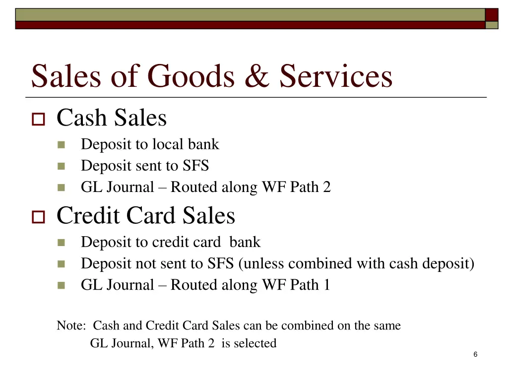 sales of goods services cash sales deposit