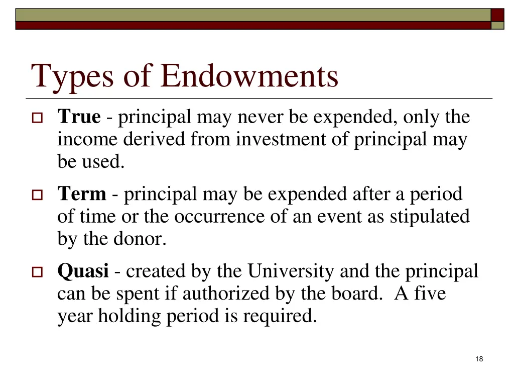 types of endowments